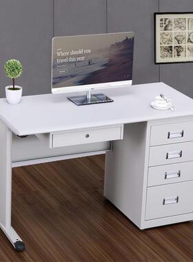 .4米钢制电脑桌铁33914皮1办约公桌员单工人带抽屉财务写字台简书