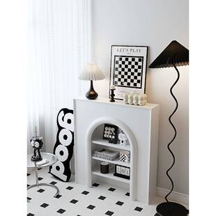 假XUA法式奶油风白色壁炉装饰柜简约示玄置物架创关意展餐边收纳