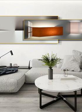 头晶瓷装饰画几NEA何抽象体双层叠画现代简约客厅装饰画黑加白立