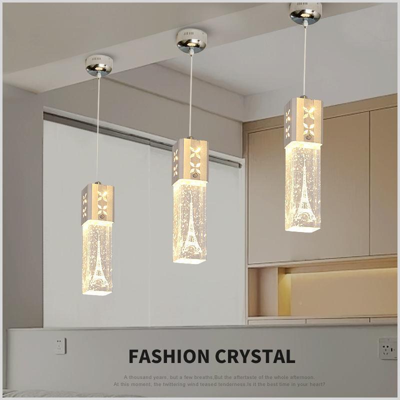 奢餐厅吊灯现代简约三头晶水个FDG饭厅餐桌灯吧台灯单头性轻创意