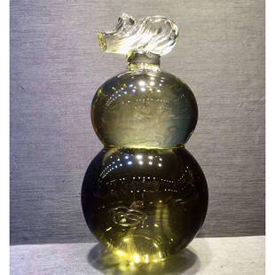 天然黄SXL石水晶葫芦居件原水晶摆摆件晶体透亮犹如冰块葫芦家摆