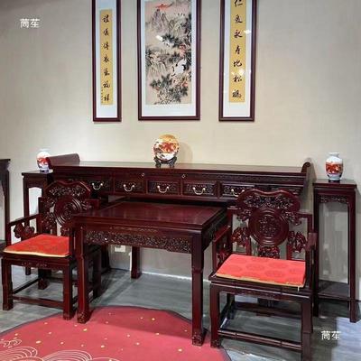 实木中堂件套六新组中式条桌案家用供桌佛台客厅仿古香案八仙SFY