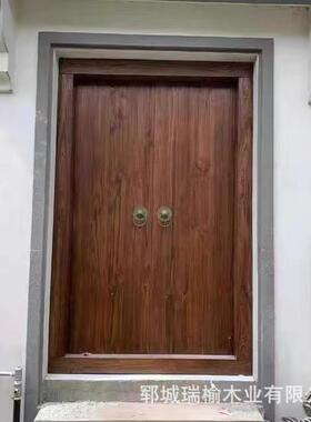 复古老榆木门自建墅房仿双开进古户门别四合院做旧LVO双大开门实
