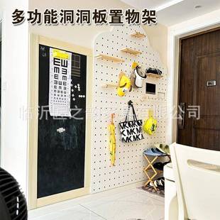 洞洞板墙上置物架实木板装饰墙面展示架墙上隔板收纳入户置物架子