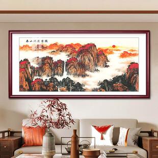 国画泰山图有山无水客厅装饰画大气办公室挂画山水画风景靠山壁画