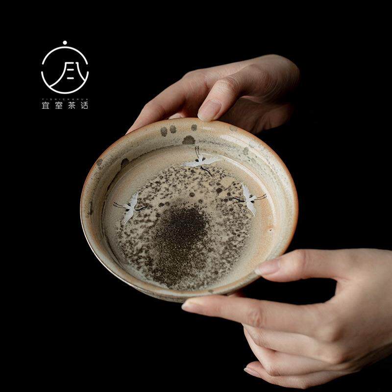 宜室茶话柴烧窑变瑞鹤壶承壶垫干泡台茶承储水复古陶瓷茶台茶托盘