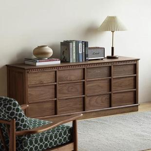 北美黑胡桃木原木骨格线斗柜复古实木12斗柜樱桃木卧室床尾储物柜