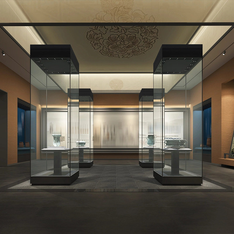 电动门文物展示柜古董字画展示台恒温恒湿博物馆展示漫反射玻璃