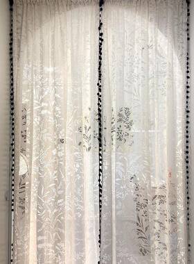 芳菲蔓影门唯F995J6SH古美帘镂空设计纱帘暖阳色氛围帘中风门风帘