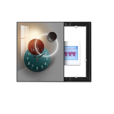 电表装饰画箱竖版盒带钟表免打FIL孔配箱遮挡壁画创意光影开电关