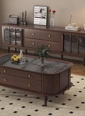 美式复古茶几代视柜组合现简约欧式法式实木客厅XOV厅全套电家客