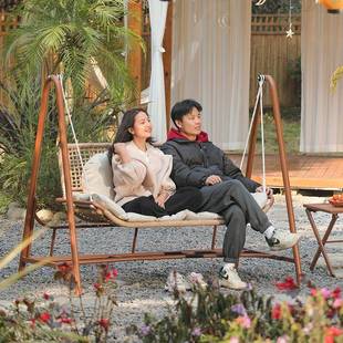 阳台椅秋千秋椅小院花园休吊ULD闲荡千摇新中式双人吊床户外庭院