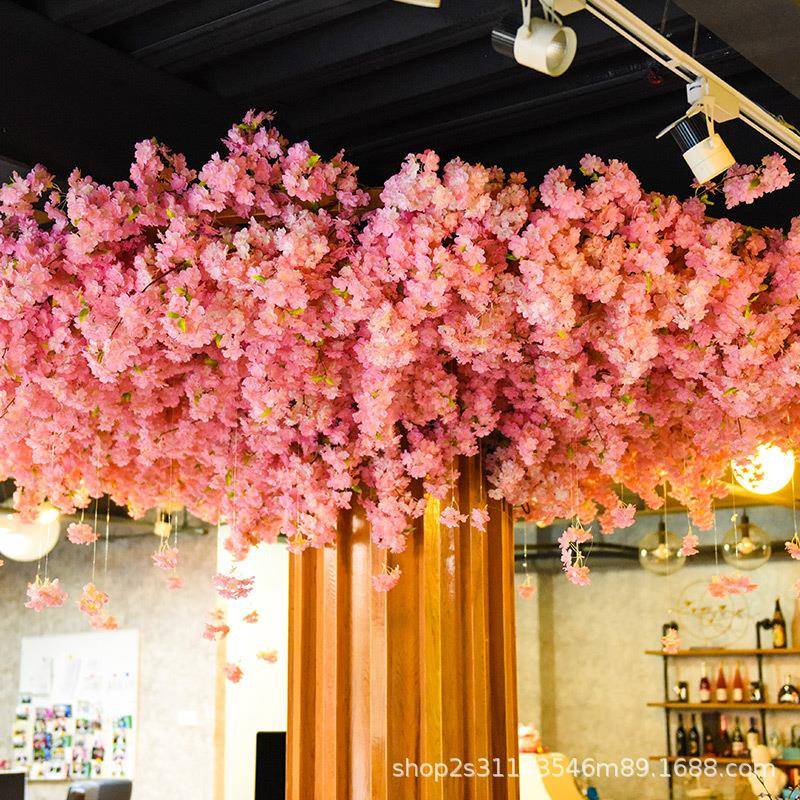 仿真绿植吊装饰顶部天花884板软装造网红直播间景饭店树庆藤婚顶