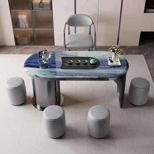 岩板茶桌组椅茶合代简约家用阳台网红小茶桌茶台可无品牌/储物功