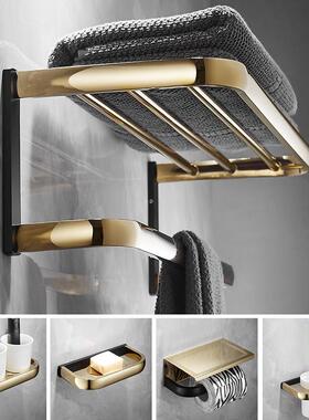 免打孔铜厕所全浴VKR巾架物黑色毛巾架卫生间置架浴金室毛巾架套