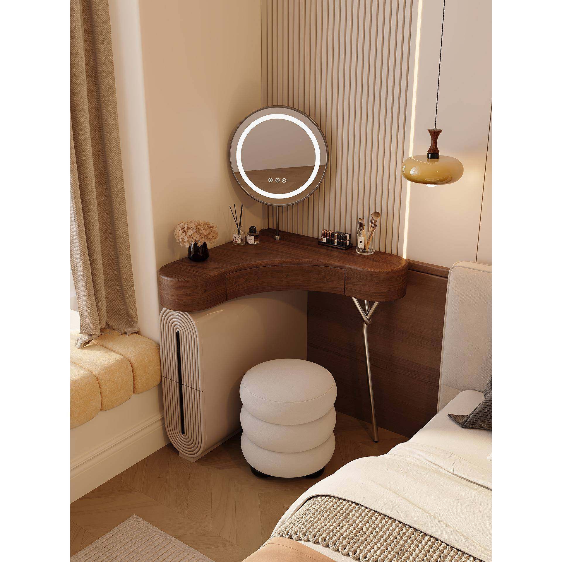 468中古风转梳角妆台卧新室户型角落小可储物2025款三角拐角化妆