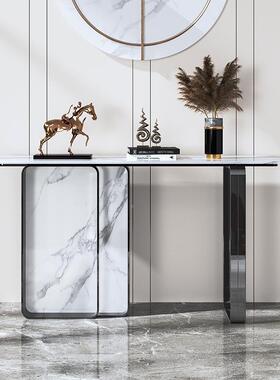 轻奢玄简关关桌简约现代条靠墙案端景台意式极装饰高WHJ档岩板玄