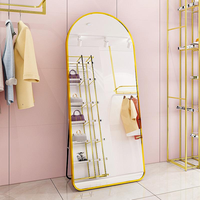 轻奢拱装形镜子服店衣镜女生LYU全身镜家用卧试室穿衣镜地大落镜