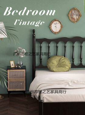 法式黑全实木床温莎床现室OMU代简约家用卧1.5色1.8美式米双人床