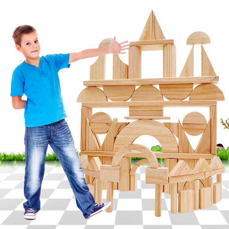 幼儿园大型建构大颗粒拼搭积木木质实木儿童早教益智建构区玩具