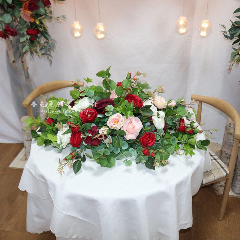 亚马逊热卖欧式酒店餐桌花桌面摆花仿真花会议桌花转盘餐桌花假花