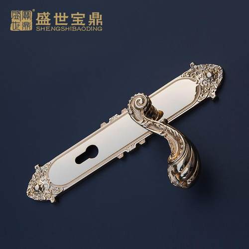 美式欧式铜门锁室内实木门锁房大门锁GL501-G01真金24k锁芯