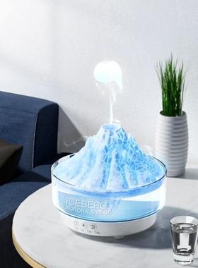 新14486款湿雪山火香薰机家用卧室静空音桌焰面创意气加器