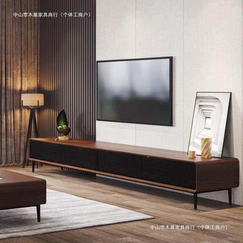 实木电视柜中式新小户型机00卧室窄款超薄家现代简约全实木用电视