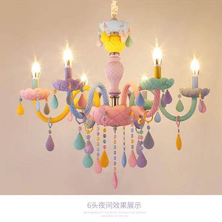 马卡龙彩女色儿童房灯吊田园男孩孩公主蜡房间灯卧室灯幼754儿园,家装灯饰光源,智能吊灯,淘宝优惠券,粉丝福利购,淘宝优惠卷