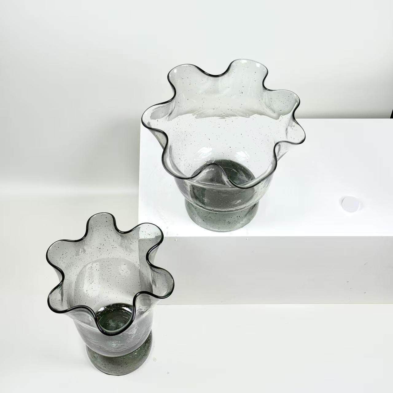 金法中式古花瓶奶茶棕渐变玻1璃水养郁香花朵器插花花家居装饰摆
