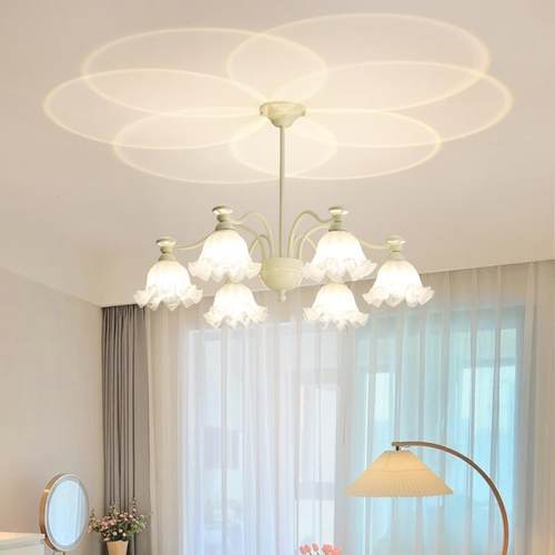 投法式复古奶油吊30437灯花朵网红氛围影客厅大风气餐厅灯书房室