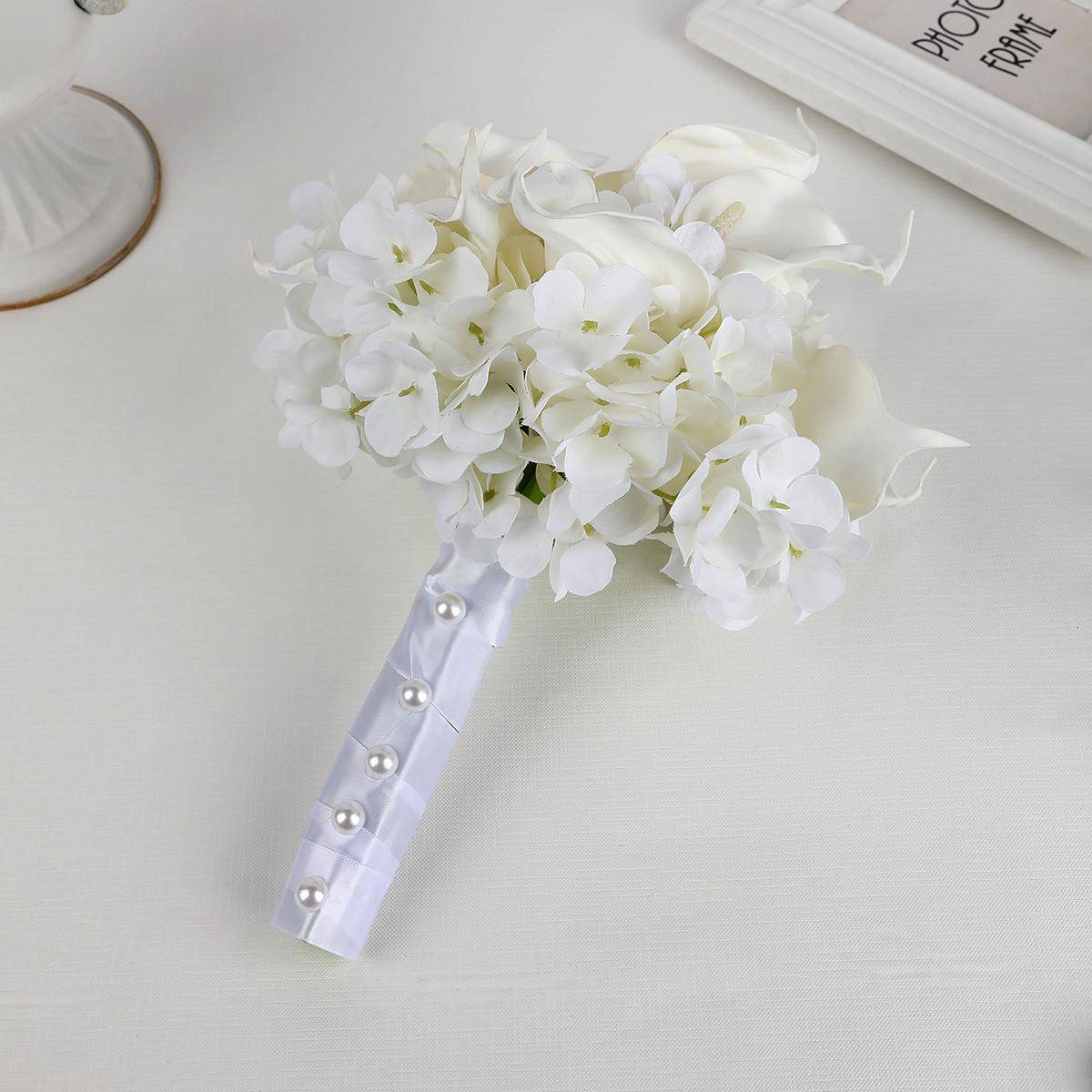 婚礼手花新娘婚庆马蹄莲手持花记球仿真手捧花SPH-6118捧登捧绣花