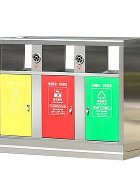 垃圾分类洗手池垃垃圾箱垃圾房四箱分类垃圾000052罩应圾感柜