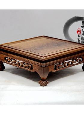 翅厂家红木正方鸡木石奇底座有线虎脚RKT实木底座加工木制