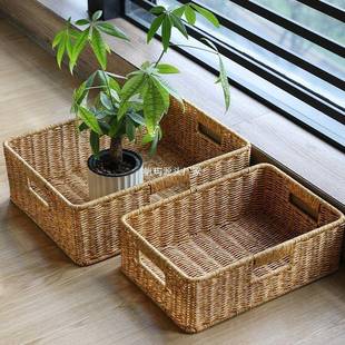 Ken面s仿ADL藤编茶几储收纳筐客厅电视柜抽屉纳整理篮桌零食收物