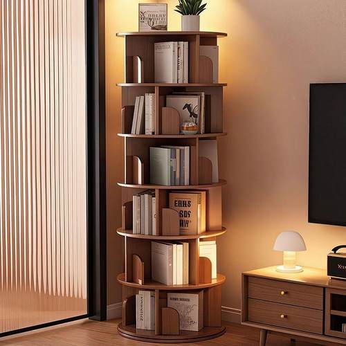 旋转书架家用圆形地无品牌/创意置3物架60度书柜落简易学生儿童绘