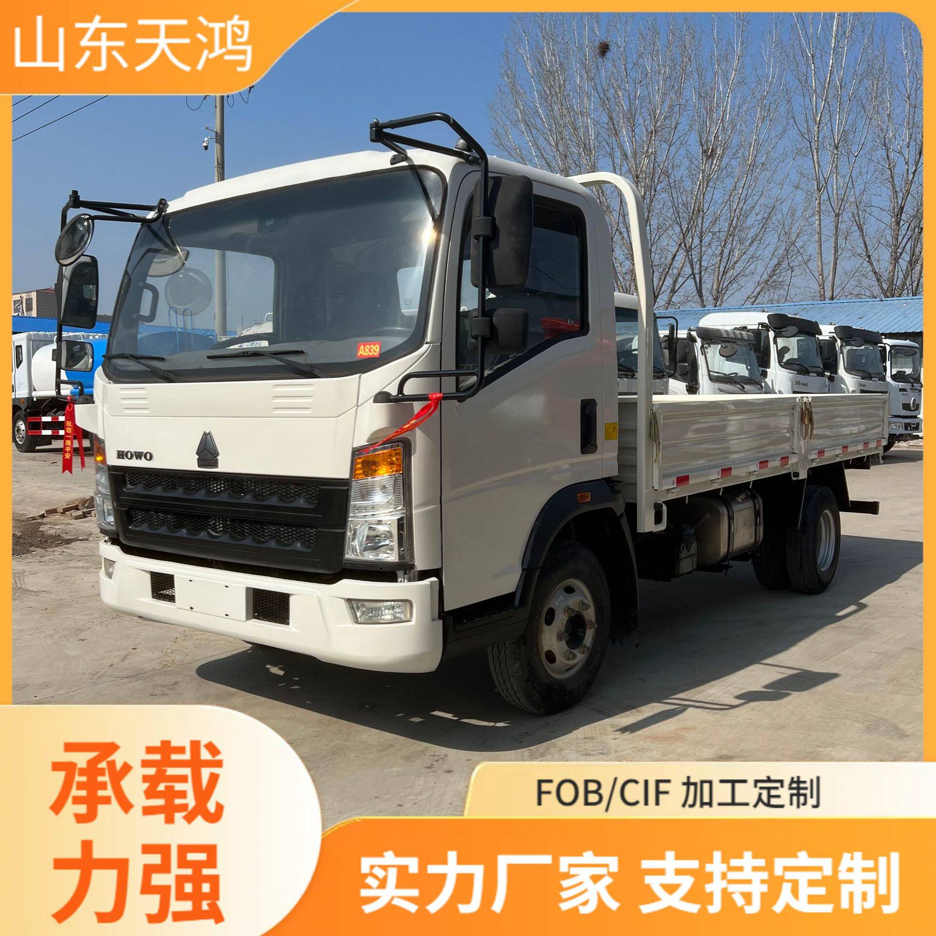 工厂供应出口中国重汽豪沃HOWO4.2米栏板轻卡运输货车轻型载货车