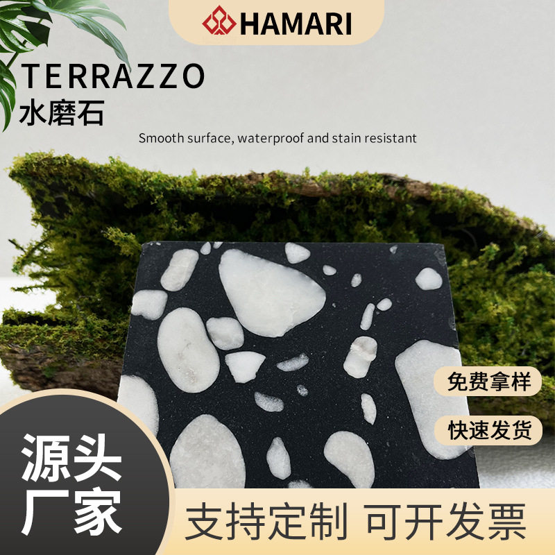 工厂直供无机水磨石预制人造石英石台面板地砖防滑学校商场地面