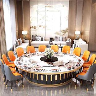 岩板电动大圆桌餐饮1.8-5m自动岩板餐桌旋转圆桌面带转盘16餐台