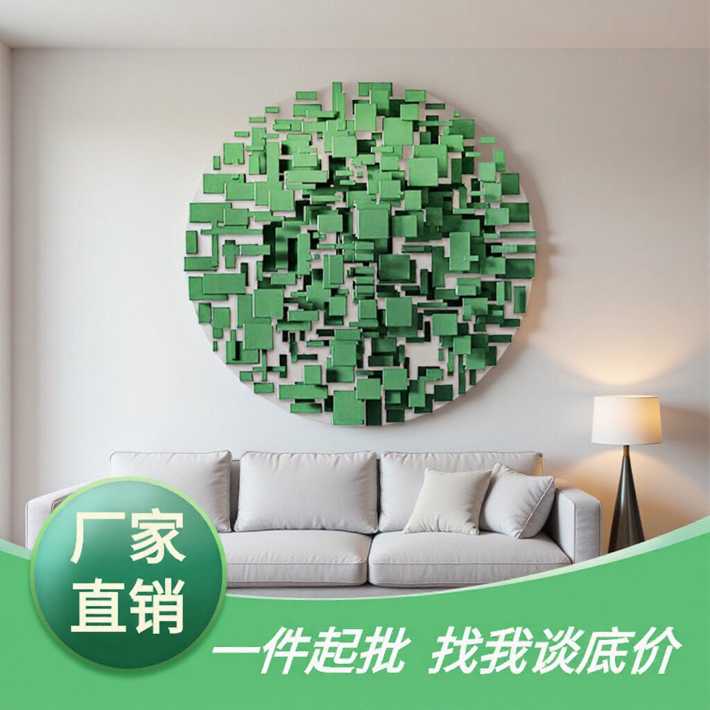 设计师饭店墙壁装饰画圆形立体木块实物装置画新中式入户画正对门