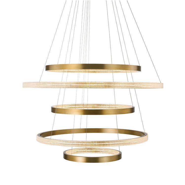 LED吊灯个性时尚铝材圆圈简约内外发光吊灯餐厅灯后现代客厅灯