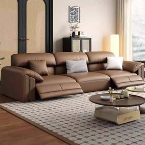 圣卡纳零靠墙电动功能真皮沙发轻奢真皮多功能意式极简伸缩沙发