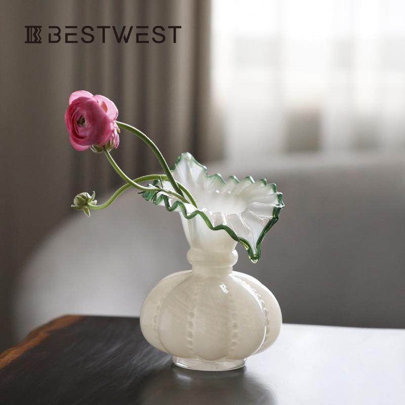 轻奢高级感绿色南瓜玻璃花瓶摆件法式复古客厅桌面水养插花装饰品,纺织面料/辅料/配套,纺织机械配件,淘宝优惠券,粉丝福利购,淘宝优惠卷