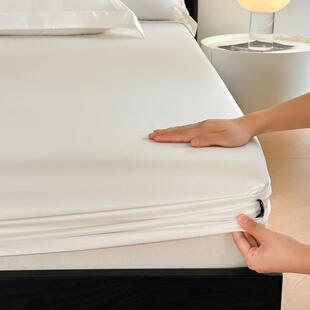 新款轻奢纯棉100支长绒棉床笠单件纯色简约纯棉床垫保护套全棉床
