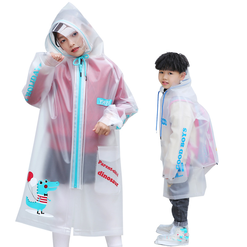 防暴雨儿童雨衣女童带书包位长款全身小学生透明初中大童雨披男童