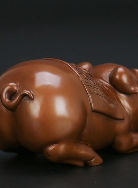 匠泽铜魂 发财猪紫铜工艺礼品摆饰家居招财进宝福猪 桌面摆件