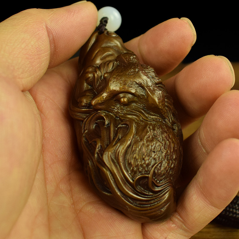 黄铜紫铜实心九尾狐手把件祥瑞兴旺把件男女随身文玩工艺品收藏