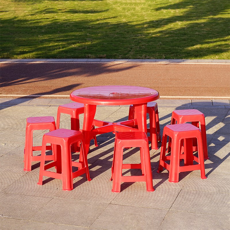 户外大排档桌椅塑料凳子高凳方凳组合商用烧烤夜市沙滩啤酒方圆桌