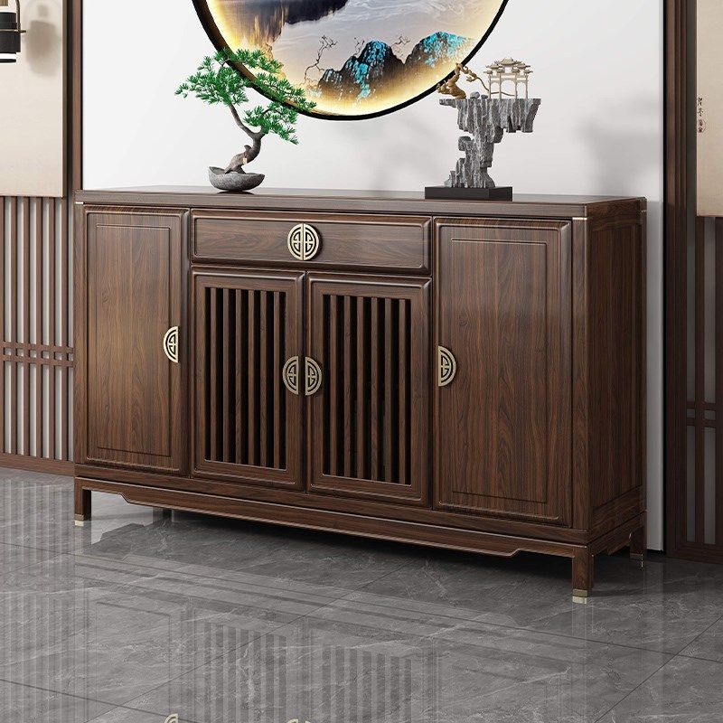 新中式餐边柜乌金木客厅明月柜靠墙储物窄柜禅意茶叶柜实木玄关柜,住宅家具,餐边柜,淘宝优惠券,粉丝福利购,淘宝优惠卷
