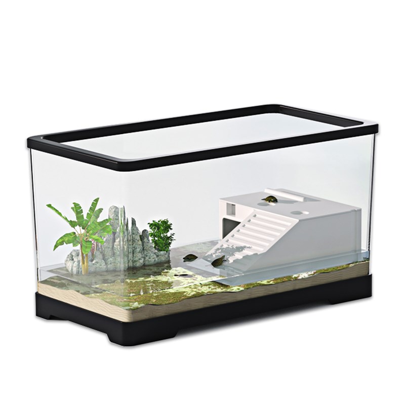 养龟生态缸家用造景小型高清高透晒台过滤流水一体透明乌龟饲养缸